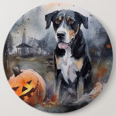 Halloween Greater Swiss with Pumpkins Scary Ronde Button 6,0 Cm (Voorkant)