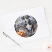 Halloween Greater Swiss with Pumpkins Scary Ronde Sticker (Envelop)