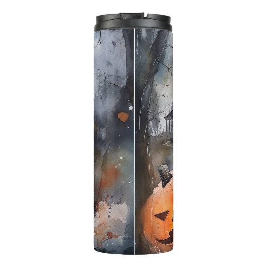 Halloween Greater Swiss with Pumpkins Scary Thermosbeker (Achterkant)