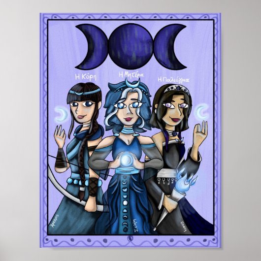 Halloween Greek Mythology Moon Goddesses Art Print (Voorkant)