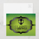 Halloween green alien briefkaart (Voorkant / Achterkant)