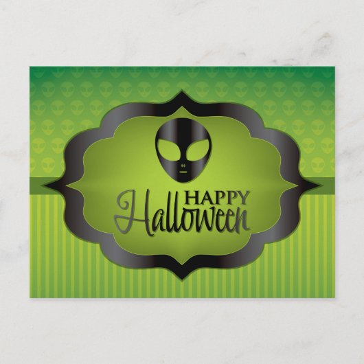 Halloween green alien briefkaart (Voorkant)