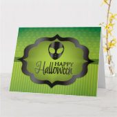 Halloween green alien kaart (Gele Bloem)