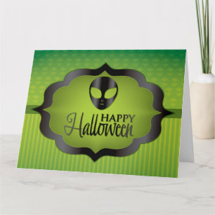 Halloween green alien kaart