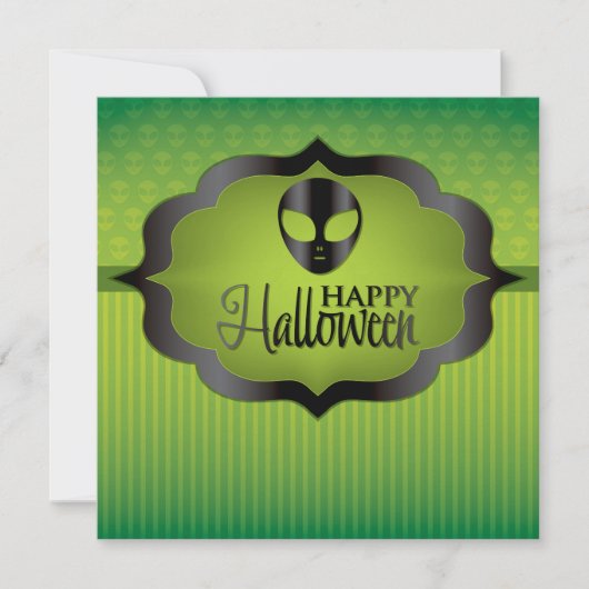 Halloween green alien kaart (Voorkant)