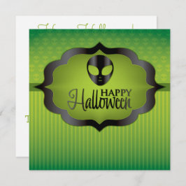 Halloween green alien kaart