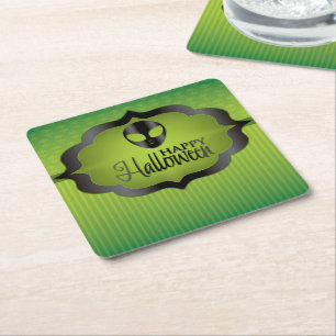 Halloween green alien kartonnen onderzetters