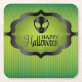 Halloween green alien kartonnen onderzetters (Voorkant)