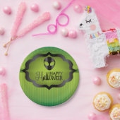 Halloween green alien papieren bordje (Feest)