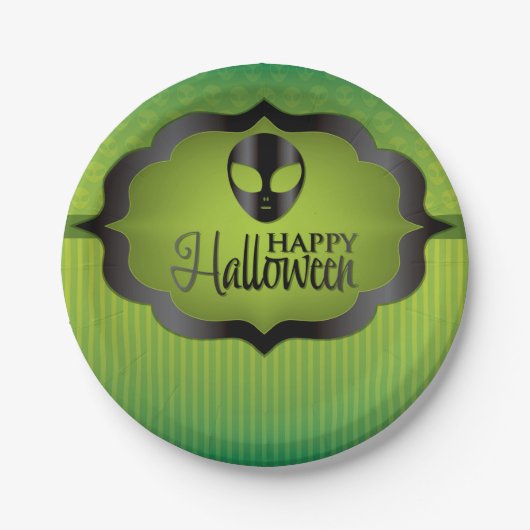 Halloween green alien papieren bordje (Voorkant)