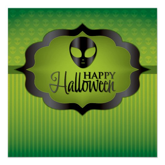 Halloween green alien poster (Voorkant)