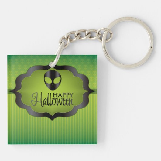Halloween green alien sleutelhanger (Achterkant)