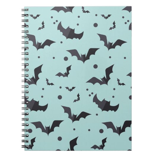 Halloween Green Bat Pattern Notitieboek (Voorkant)