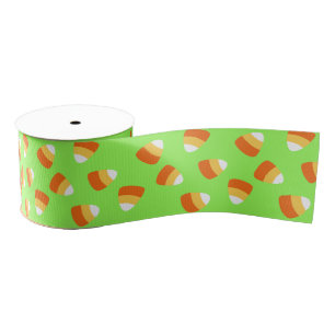 Halloween Green Candy Corn Ribbon Grosgrain Lint