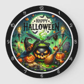 Halloween Green Cauldron Grote Klok (Voorkant)