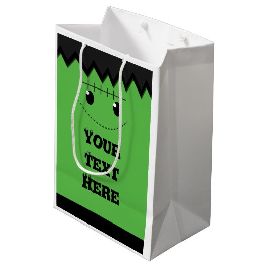 Halloween Green Frankenstein Schattigee gepersonal Medium Cadeauzakje (Achterkant Gekanteld)