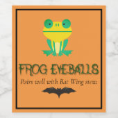 Halloween Green Frog Eyeball Black Bat Wijn Etiket (Enkel label)