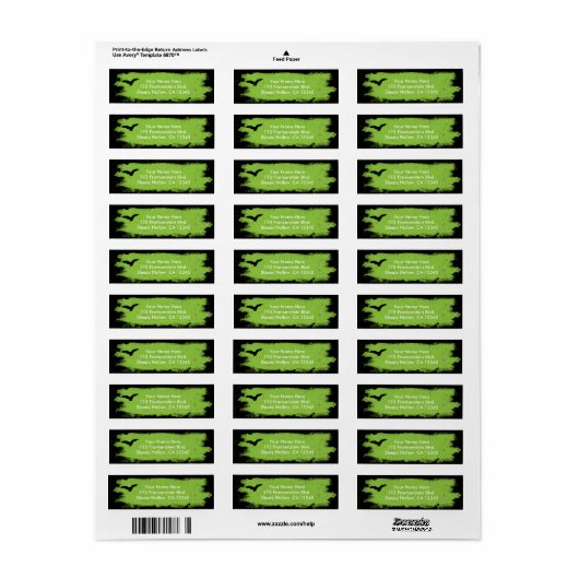 Halloween Green Grunge Bat Party Adresetiketten Etiket (Full Sheet)