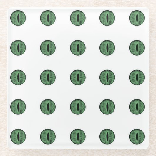 Halloween Green Polka Dot Eyes Glazen Onderzetter (Voorkant)
