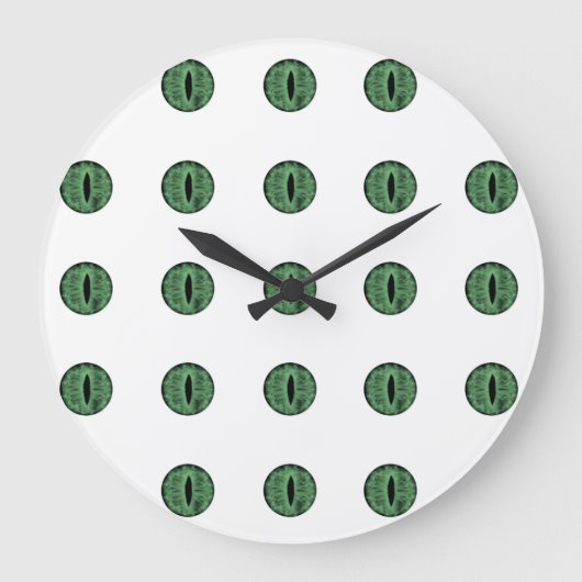 Halloween Green Polka Dot Eyes Grote Klok (Voorkant)