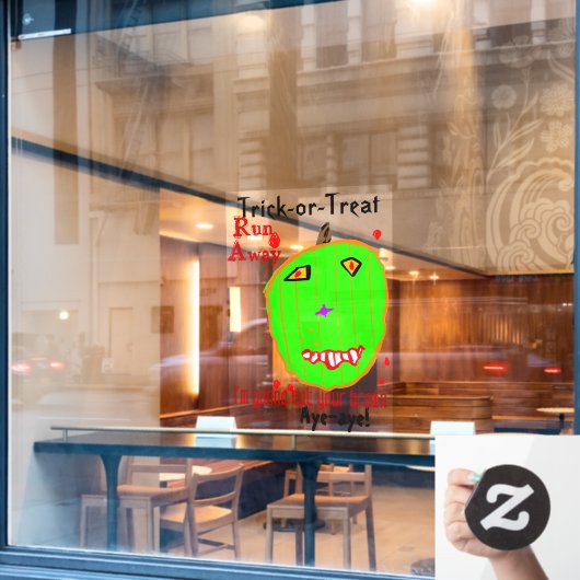 Halloween Green Pumpkin Zombie  Raamsticker (Cafe Raam)