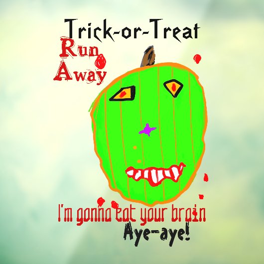 Halloween Green Pumpkin Zombie  Raamsticker (Vel 3)