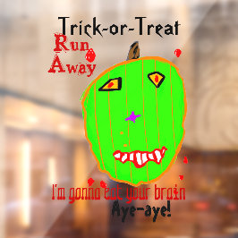 Halloween Green Pumpkin Zombie  Raamsticker