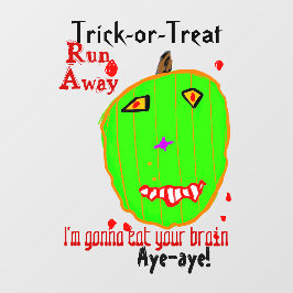 Halloween Green Pumpkin Zombie Raamsticker
