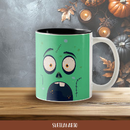 Halloween Green Scared Zombie Coffee Mug Tweekleurige Koffiemok