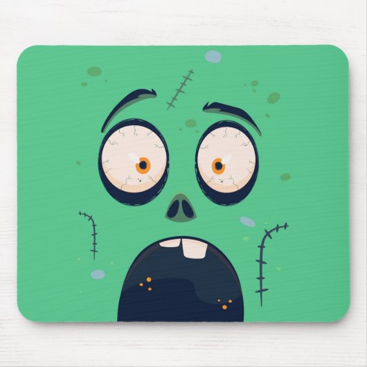 Halloween Green Scared Zombie Mousepad Muismat (Voorkant)