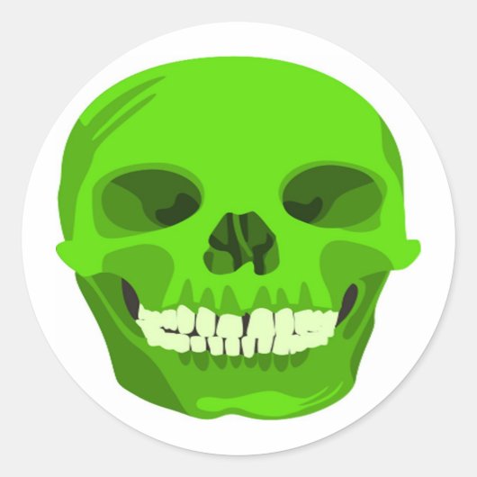 Halloween Green Scull Your Party Sticker (Voorkant)