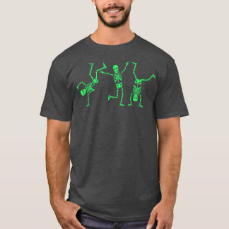 Halloween Green Skeletons Dancing Kid Boys Family T-shirt