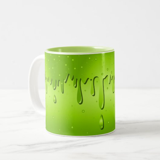 Halloween Green Slime Tweekleurige Koffiemok (Voorkant links)