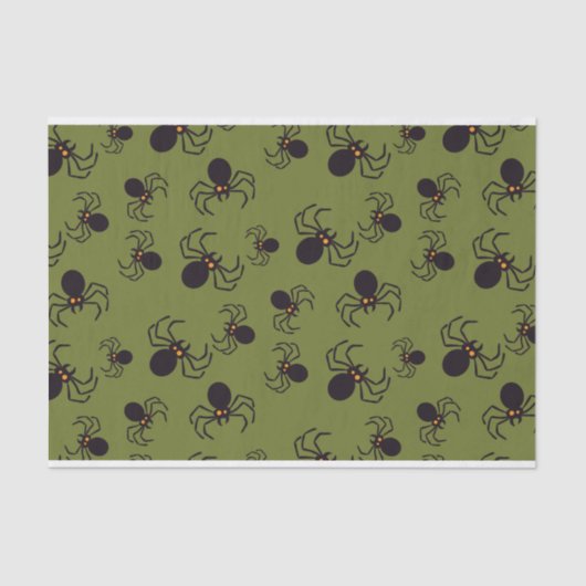Halloween Green Spider Pattern Tissuepapier (Voorkant)