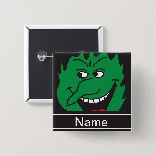 Halloween Green Witch Face Personaliseren Vierkante Button 5,1 Cm (Voorkant /achterkant)