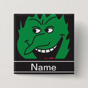 Halloween Green Witch Face Personaliseren Vierkante Button 5,1 Cm