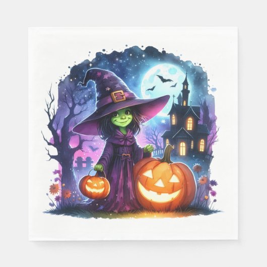 Halloween Green Witch Paper servet (Voorkant)