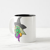 Halloween Green Witch Tweekleurige Koffiemok (Voorkant links)