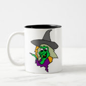 Halloween Green Witch Tweekleurige Koffiemok (Links)