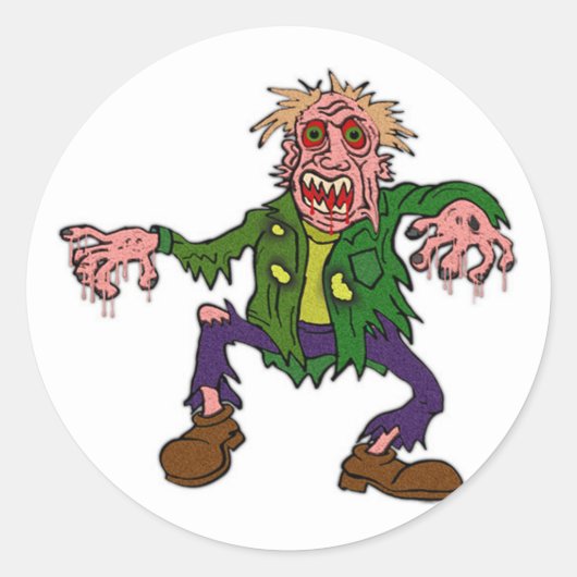 Halloween Green Zombie Monster Ronde Sticker (Voorkant)