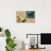 Halloween Greeting Black Cat Poster (Thuiskantoor)