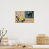 Halloween Greeting Black Cat Poster (Keuken)