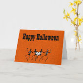 Halloween Greeting Card with Dancing Skull's Kaart (Gele Bloem)