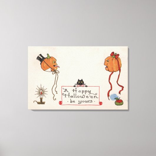 Halloween Greeting en mevrouw Jack-O-Lantern Canvas Afdruk (Voorkant)