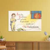 Halloween Greeting Goblin in Window Canvas Afdruk (Insitu (Woonkamer))