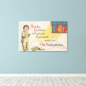 Halloween Greeting Goblin in Window Canvas Afdruk (Insitu (Houten vloer))