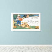 Halloween Greeting Hist en Hark Canvas Afdruk (Insitu (Houten vloer))
