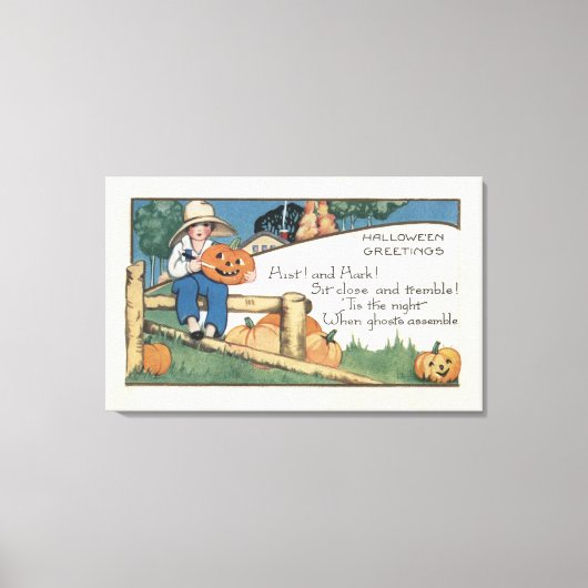 Halloween Greeting Hist en Hark Canvas Afdruk (Voorkant)