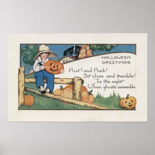 Halloween Greeting Hist en Hark Poster (Voorkant)