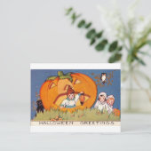 Halloween Greeting Kinder, Pumpkin, Owl Briefkaart (Staand voorkant)